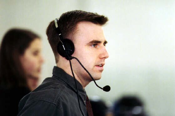 Pete Shriver works from the bench.