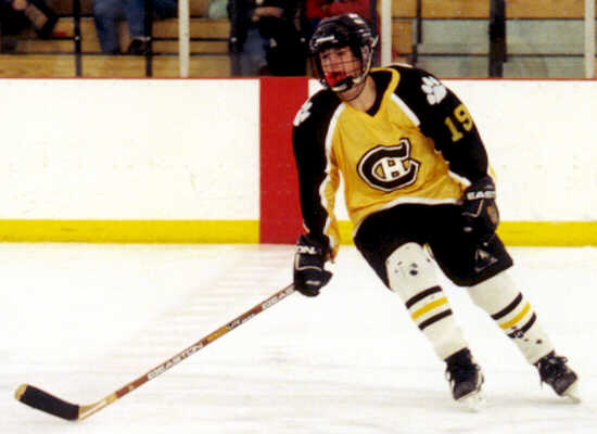 Greg Uguccini skates at the red line.