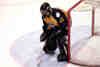 Matt Crowell guards the net.