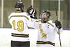 Trevor Plunkett and Jordan Shoger celebrate after Shoger's goal.