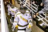 Liam Robinson leads the Tigers onto the ice at Quicken Loans Arena.