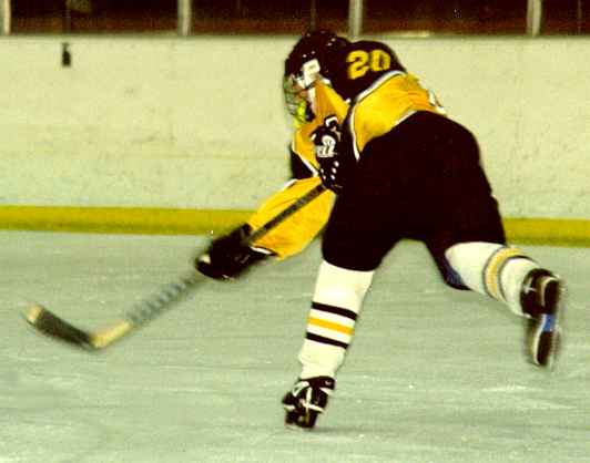 Eddie Babcox hammers the puck