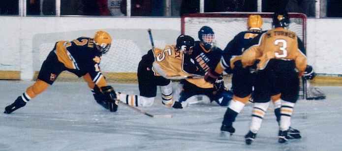 Chuck Dancy scores a goal