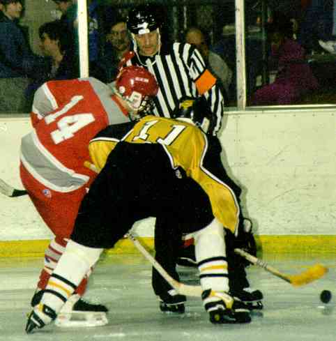 Owen May wins a faceoff