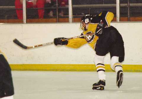 Brett Aber blasts a slapshot