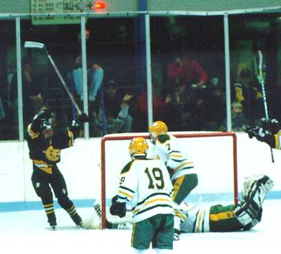 Brian Clark celebrates his first goal of the season