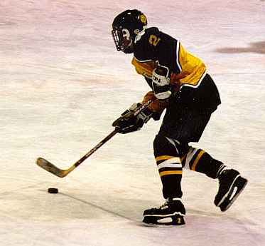 Eric Aber controls the puck