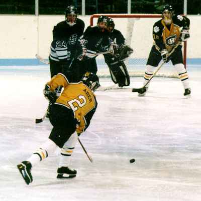 Eric Aber fires a shot from the point