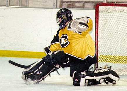 Andrew Markus makes a kick save