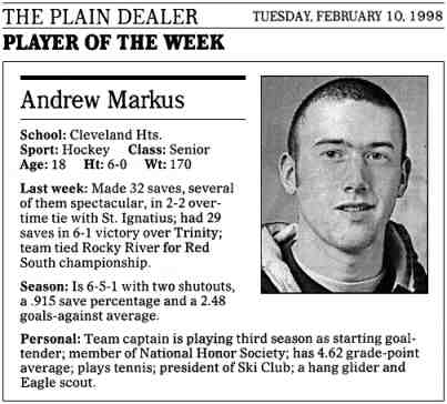 Andrew Markus - Player of the Week