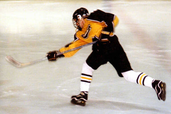 Shannon Barden blasts a shot from the point.