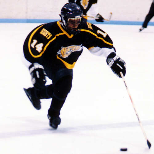 Marcus Dancy soars across the blue line.